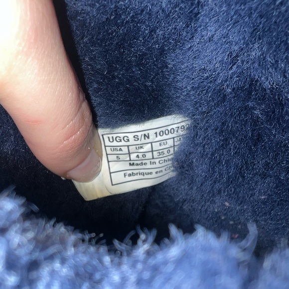 UGG Short Aquafleece Navy Blue Sparkle Boots Size 5 - Picture 5 of 6